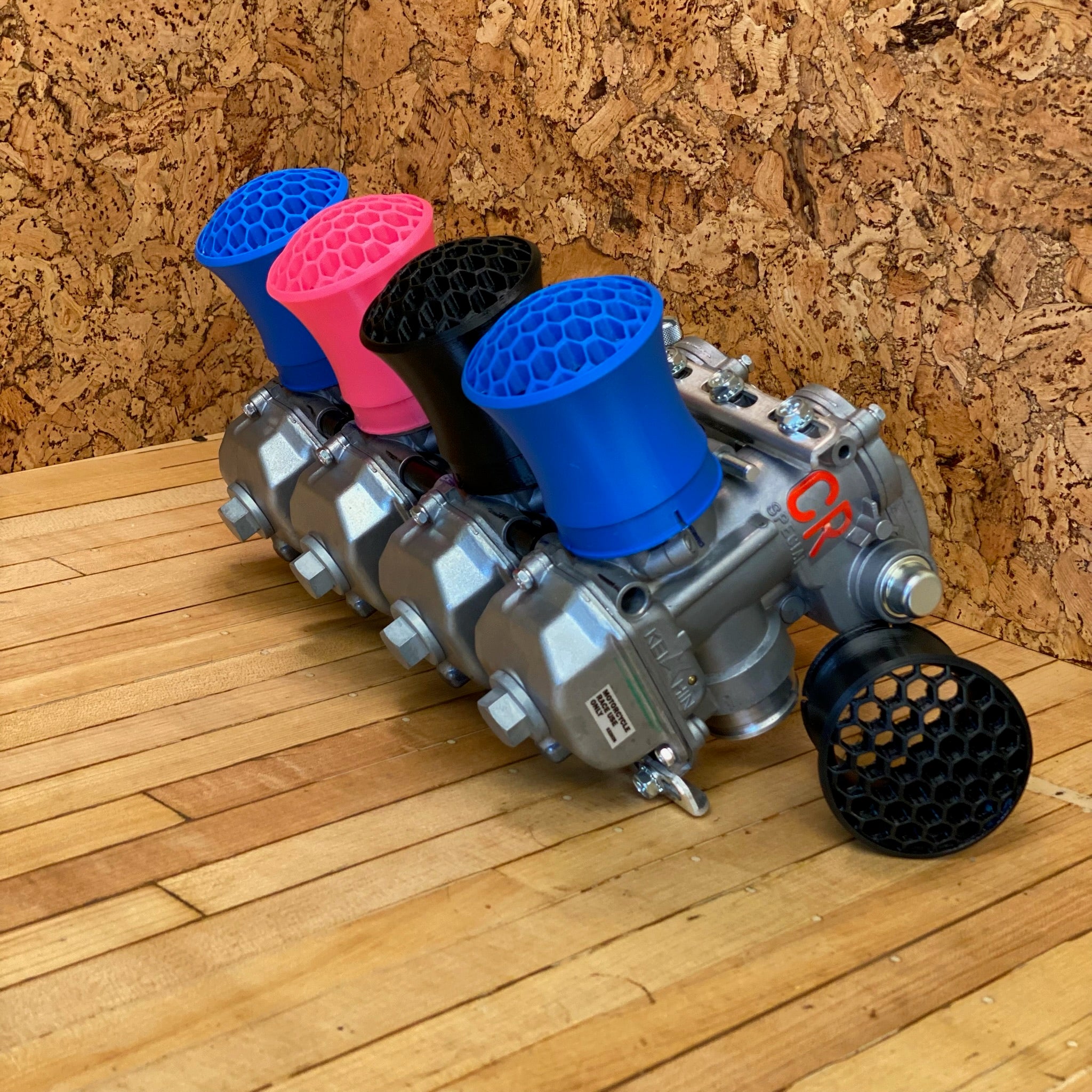 Dome Comb shown in blue, pink and black